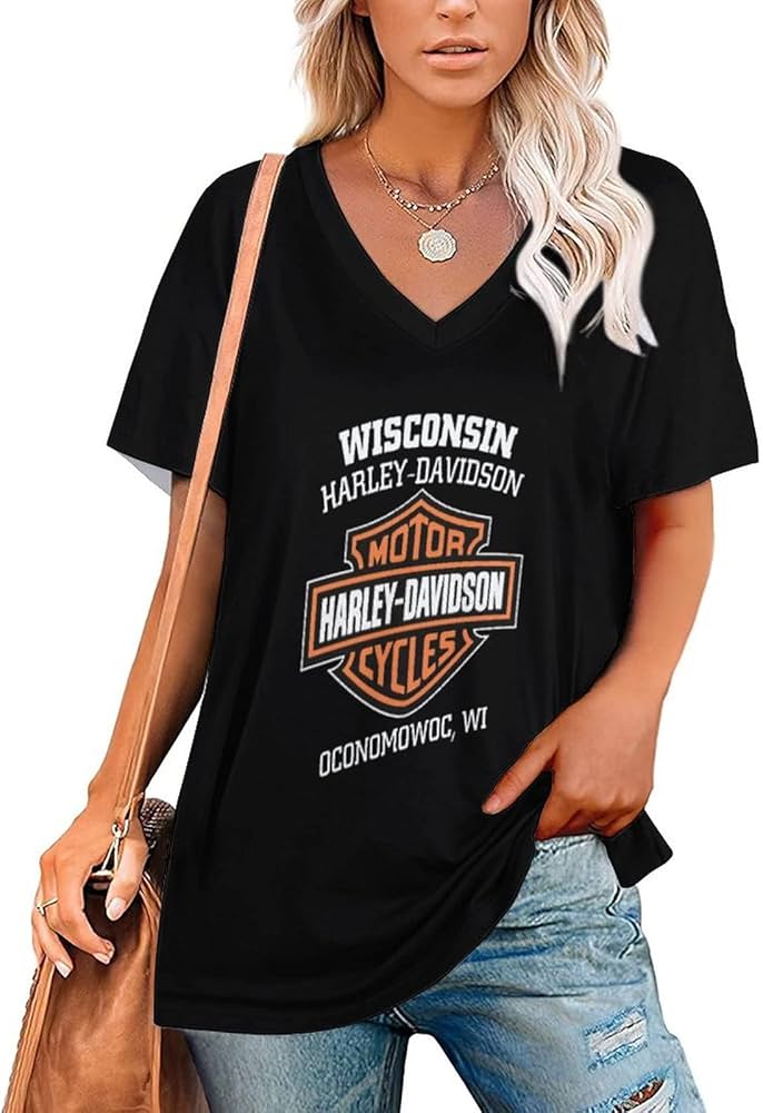 Amazon.co.jp: ハーレーダビッドソン Tシャツ レディース Vネック 半袖